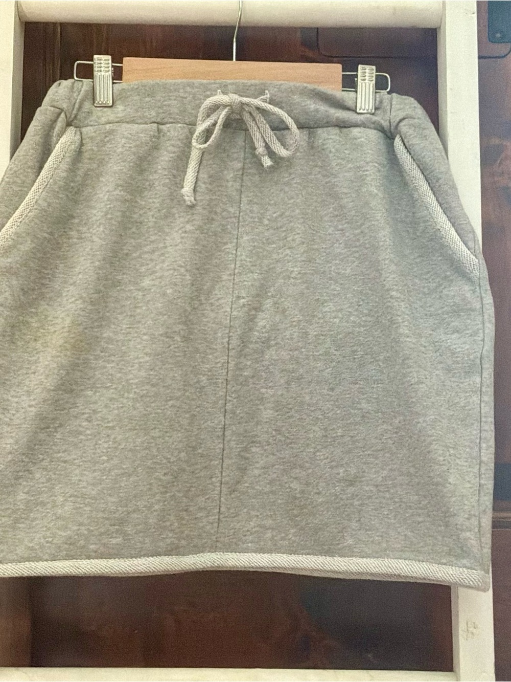 Women’s Gray Drawstring Knit Mini Skirt